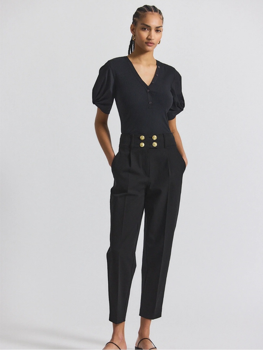 Derek Lam 10 Crosby LEONIE PLEATED TAPERED PANT Size 0 Runs Large Sailor